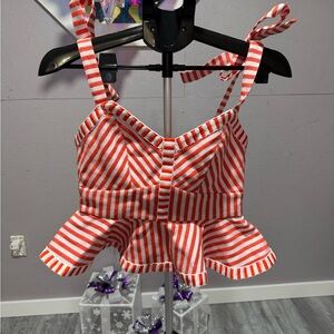 Hunter Bell Coral and White Striped Top